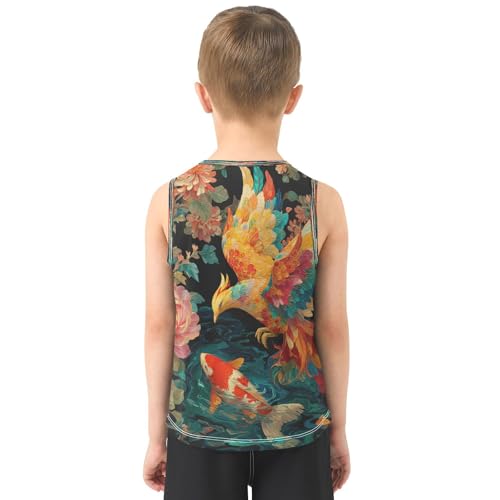Red Bird Fish Black Boys Tank Tops Sleeveless Tank Top Shirts Undershirts for Boys,3T3