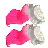 Vgvgaj Schleierfächer, Bauchtanzfächer,1 Paar lange Fächerschleier aus Kunstseide mit Farbverlauf | Bunte Bauchtanz-Stofffächer für Tänzer, Kunstausstellungen, Schulaufführungen