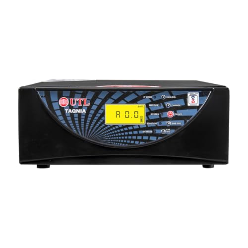 Image of UTL Taqnia 1012 Home Inverter 850VA Pure Sine Wave | 12V Inverter with LCD Display | DSP Technology | Compatible with Tubular, SMF & Gel Batteries | Homes & Backup (680, Watts)