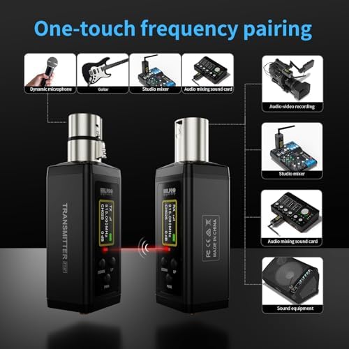 Transmisor y receptor inalámbrico UHF XLR con antenas duales miniatura 9