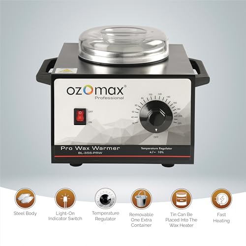 Image of OZOMAX Pro Wax Warmer, (black), Metal Body, Professional-Grade Wax Heater for Hair Removal, Waxing, and Depilatory Treatments, Fast Heating, Thermostatic Control, Autocut Off, Safe, Durable, and Easy to Clean