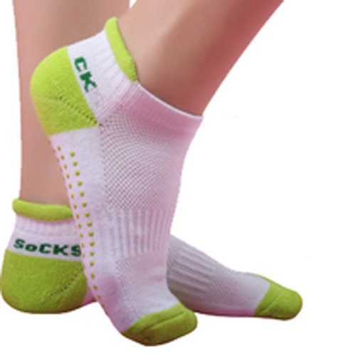 AngelBeauty© Pack of 2 Pairs Skidless Yoga Socks With Grip(White Sock)