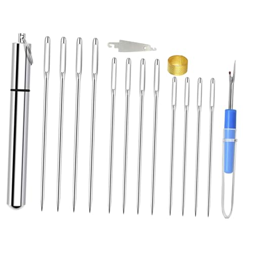 LALAFINA Complete 34pcs Embroidery Needle Set Self-Threading Sewing Needles Large Hole Alloy Easy to Thread