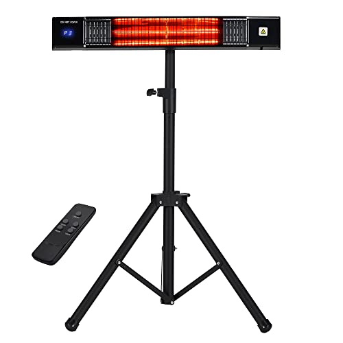 Outdoor Heaters for Patio, MEPTY Infrared Electric Heater with Tripod, Wall Mount Patio Heater with Remote Control, Waterproof, Overheat Protection, 24H Timer, for Garage, Backyard, Restaurant Use