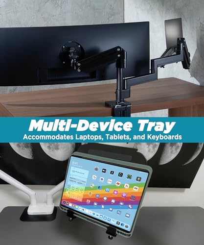 Image of ULTRARM Steel Laptop Tray Holder for VESA Monitor Arm, Stand & Mount | 29 lb Capacity, Vented Cooling Platform, Smooth Access Design, VESA 75 /100 Mounting Holes, Also Fits Tablets, Black, MAAC-L