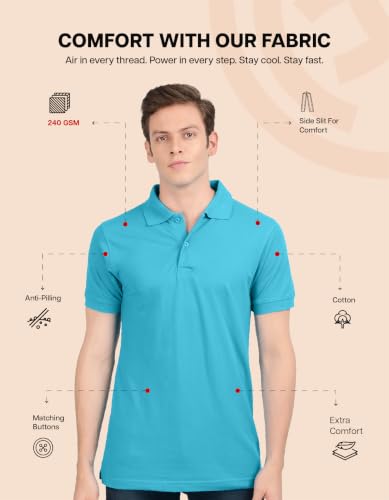 Image of Scott International Men's Cotton Polo T-Shirt | Six Degrees Soft & Breathable Collared T-Shirt | Half Sleeve Regular Fit Casual Wear | Comfortable Everyday Polo T-Shirt for Men