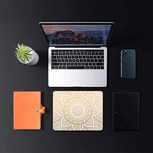 Lthaoguo Mouse Pad, White & Gold Mandala Pattern Rectangular Mouse Mat, Non-Slip Rubber Mousepad Suitable For Girls And Ladies Computer Laptop Office, The Best Gift, 9.5 X 7.9 Inch, White & Gold Print #TOP5