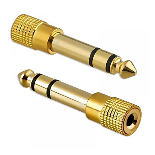 Adaptateur 6.3mm mâle 3.5mm femelle pour microphone et écouteurs dorés
