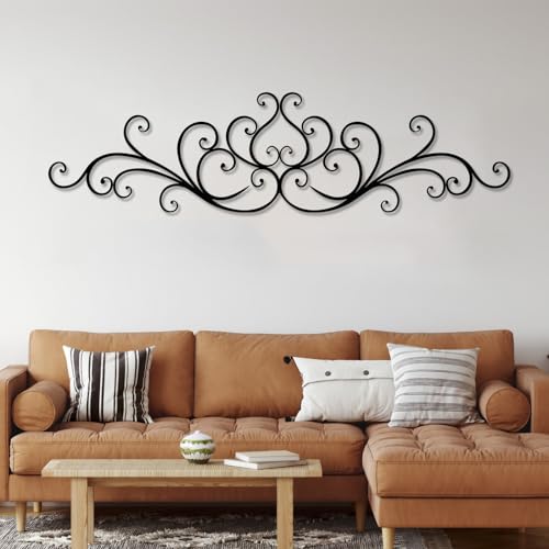 Hotuijxca Scroll Metal Wall Decor, Scroll Metal Wall Art, Rustic