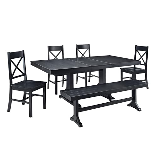Walker Edison 6-Piece Black Solid Wood Dining Set