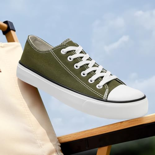 rosyclo Canvas Shoes for Women and Men, Low Top Canvas Sneakers Fashion Lace Up Comfortable Womens Classic Casual Tennis Walking Shoes4