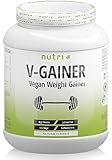 nutri+ WEIGHT & MASS GAINER 2 kg Vegano Bebida con sabor Neutral rico en calorías para ganar peso y masa muscular ganador de masa sin maltodextrina ni azúcar Proteína e Hidratos de carbono 2000 g