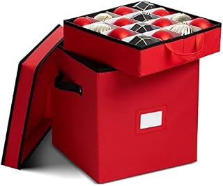Premium Christmas Bauble Storage Box With Dividers - 64 Compartment Xmas Ornament Storage Box - Designed for Delicate Christmas Decorations & Baubles - Tear Proof 600D Oxford Fabric - 5 Year Warranty