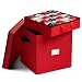 Premium Christmas Ornament storage Box with Lid - 3-inch Compartment, Storage Container Keeps 64 Holiday Ornaments and Xmas Accessories - Tear Proof 600D Oxford Fabric - 5 Year Warranty (Red)