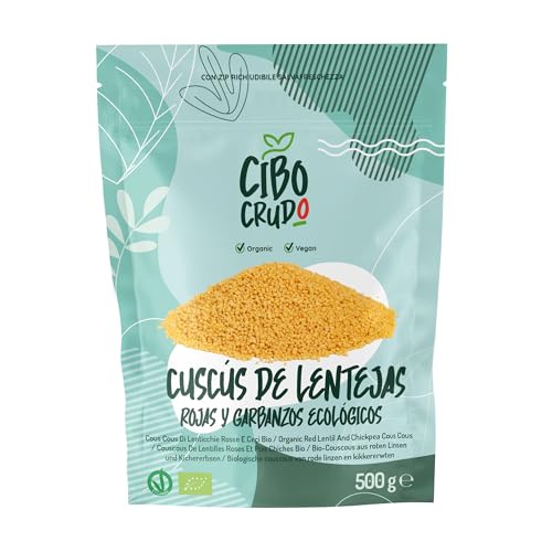 Cous Cous De Lentejas Rojas y Garbanzos Ecológico - 500g. Cous Cous Sin Gluten para Recetas con Lentejas y Curry o Lentejas con Verduras.