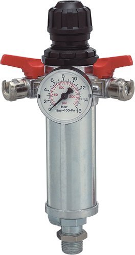 RIDUTTORE DI PRESSIONE FILTRO PER COMPRESSORE 2 RUBINETTI - 3/8