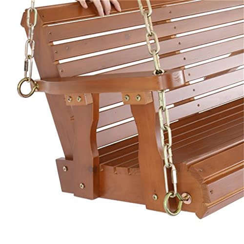 Walnut 4Ft Cedar W/Chain 500Lb Double Wood Swing Outdoor Swing Hammock Dark Brown (Swing Frame Not Included) #TOP3
