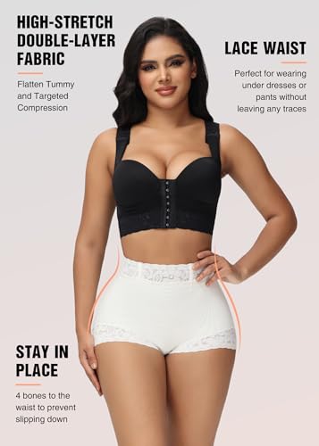Image of SHAPSHE High-Waisted Shapewear Panties, Tummy Control & Butt Shaping | Double-Layer Compression | 4 Flexible Waist Stays | Silicone Waist & Leg Grips | Unpadded Butt Contour | Lace-Trimmed Legs