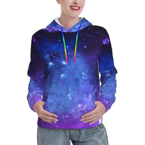 Sweat à capuche galaxie bleue imprimé graphique et tendance pour femme