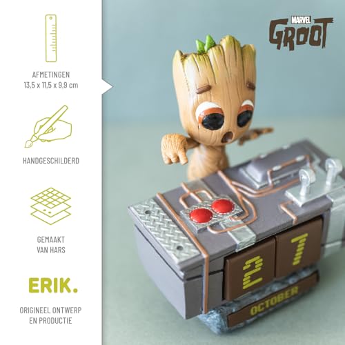 Grupo Erik Perpetual Kalender 3D Marvel Groot Death Button - Desktop Kalender - Bureaukalender - Home Office Dekoration - Afbeelding 3
