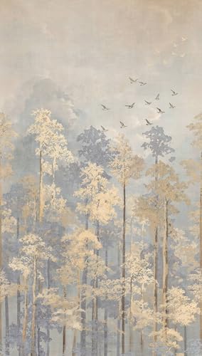 Papel pintado bosque lavable para disimular imperfecciones de pared en pasillos 3