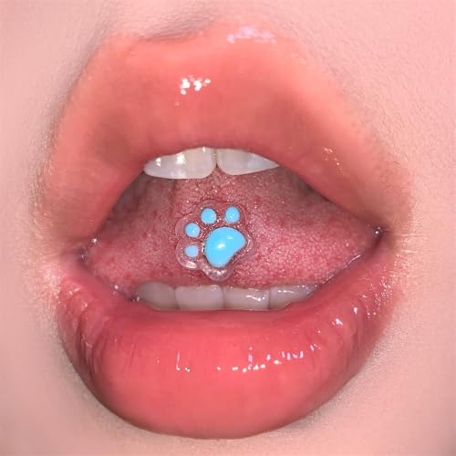 Niaspi 5Pcs Cat Paw Tongue Rings for Women Resin Cute Cat Claws Straight Barbell Tongue Rings Cartilage Helix Studs Piercing Jewelry by Niaspi - Used condition - Image 3