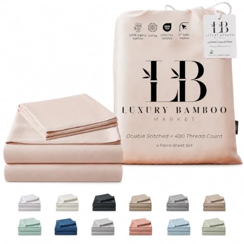 Image of |Twin XL Size Sheet Set | Organically Grown | Ultra Soft & Cooling |100% Viscose | 15 inch Deep Pocket [Vintage Pink]