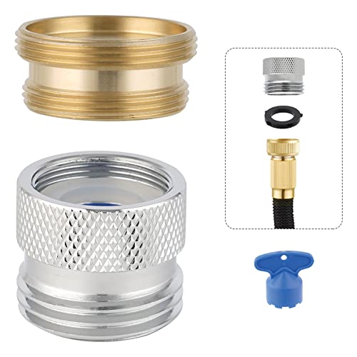 Hibbent Faucet to Garden Hose Adapter Kit, Female to Male Sink Brass Garden Hose Attachment with Washer & Aerator Key, Chrome