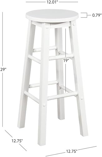 Miniatura 3 de BOWERY HILL Taburete redondo de madera moderna/contemporánea en blanco