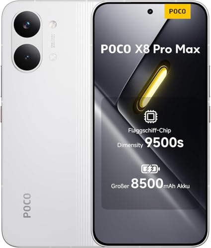 XIAOMI Poco X8 Pro Max Smartphone 12 GB + 256 GB, procesador Dimensity 9500s, batería de 8500 mAh, pantalla AMOLED ultra brillante, cámara principal de 50 MP Light Fusion 600 con OIS, negro