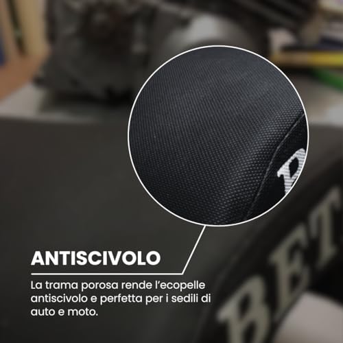 TENDAGGIMANIA Ecopelle Sella Moto Antiscivolo Nera Impermeabile - Coprisella Scooter Impermeabile Finta Pelle - Anche per Panche, Palestra e Rivestimenti - Altezza 140 CM, Vendita al Mezzo Metro