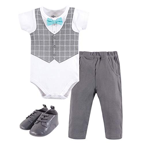 Image of Little Treasure Unisex Baby Cotton Bodysuit, Pant and Shoe Set