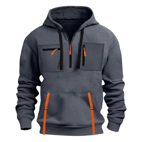 Mens Hoodie Drawstring Quarter Zip Up Pullover Sweatshirts Drop Shoulder 2025 Casual Fall Winter Pullover with Pocket2