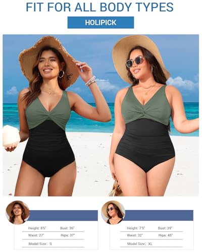 Image of Holipick Women Tummy Control One Piece Swimsuit - Push Up Bathing Suit Full Coverage Slimming Swimwear