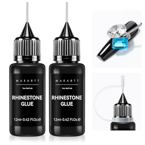 Makartt 2Pcs Rhinestone Glue, Strong Hold 3D Gel Nail Art Nail Gem Glue UV Cured Nail Glue for Nail Charms and Gems Jewelry Diamond for DIY Manicured at Home Beauty Gifts for Women