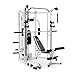 Marcy Combo Smith Cage Machine Full Body Training Home Gym System with Leg Developer, Padded Workout Bench, and Strength Training Weight Bar, White