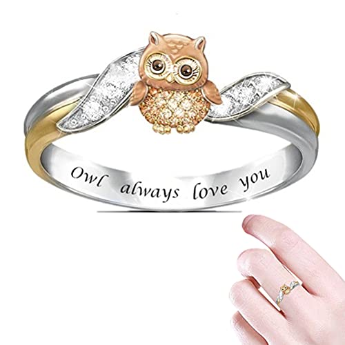1 PCS Bague en Diamant Bague en Cristal Animaux Hibou éléphant Abeille Bugs Tortue avec des Mots sculptés pour Femmes Maman Cadeau de Noël fête des mères Cover