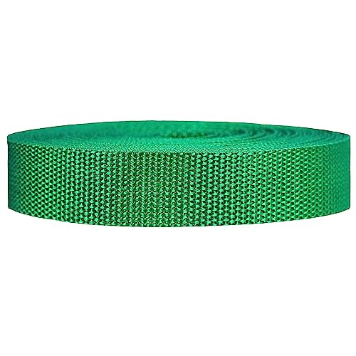 Strapworks Heavyweight Polypropylene Webbing - Heavy Duty Poly Strapping for Outdoor DIY Gear Repair 1 Inch x 25 Yards - Kelly Green