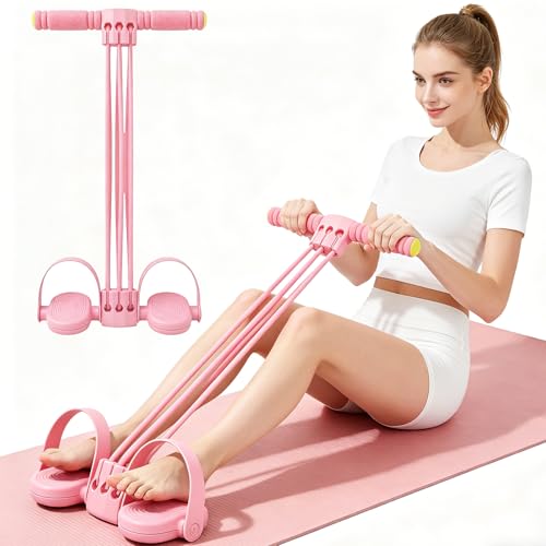 Upgraded Pedal Resistance Band with Handle 6-Tube Multifunction Stretching Workout Band for Yoga Home Workout Equipment Device for Abdomen Waist Arm Leg Core/ABS Gift for Mon