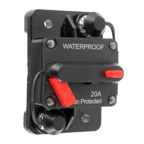 CDDCWZ Disjoncteur de batterie 20 A à réarmement manuel, porte-fusible 20 A, 12 V-48 V CC, protection pour camping-car, caravane, remorque, scooter