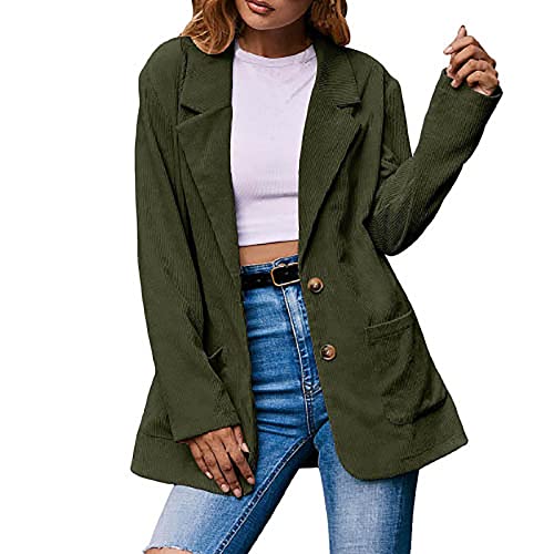 Masrin Cordmantel Damen Vintage einfarbige Cordjacke Warme Winterjacke...
