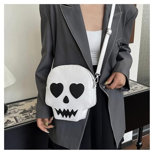Halloween Purses for Women Skull Shape Crossbody Bag Funny Face Purse with Cute Heart Eyes Gothic Shoulder Handbag3