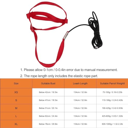 Adjustable Parrot Harness and Leash - Training Bird Supplies Anti-bite Outdoor Flying Rope for Parakeet Cockatiel (Chest 26-42cm, XS) - Image 4