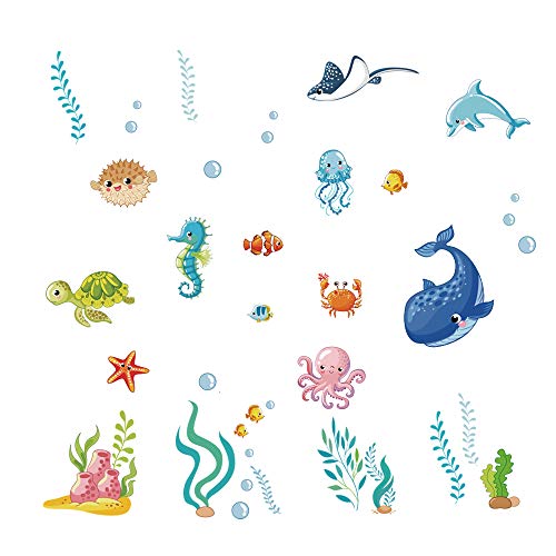 Runtoo Pegatinas de Pared Peces Stickers Adhesivos Vinilo Submarino Decorativas Baño Infantiles Habitacion Bebe