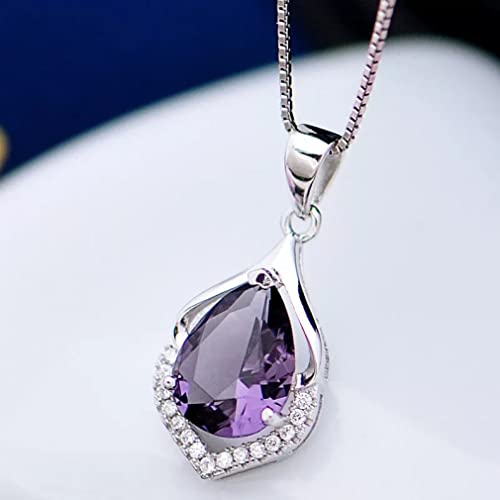 Collier améthyste ras du cou femme pendentif pierres précieuses avec chaîne YZCIS
