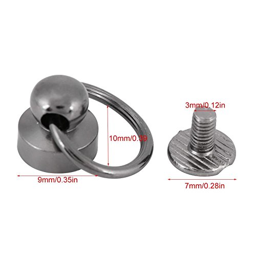 20pcs Leather Craft Metal Rivet Screws DIY Bag Accessories With Pull Ring Buckle Metal Head Button Stud for Purse/Phone Case Decoration(black) - Image 2