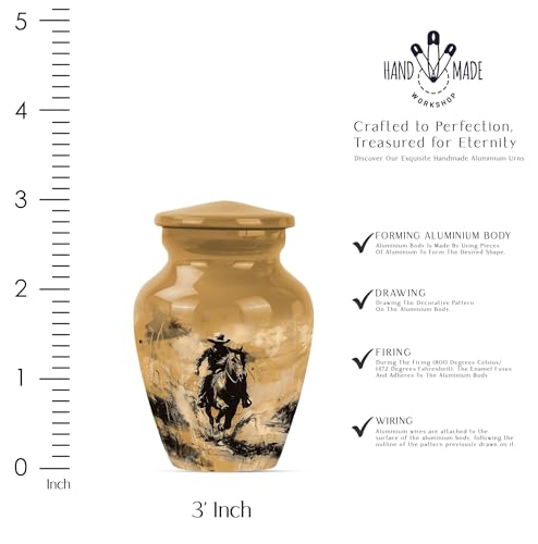 Image of Cowboy Urn - Small Urns for Human Ashes Keepsake - Cremation Urns for Human Ashes Adult Male - Cremation Urns for Burial - Urn for Ashes Adult Male - (3 inch Pack of 2)