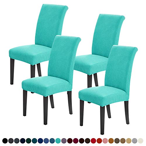 Joccun Chair Covers For Dining Room Set Of 4,Water Repellent Dining Chair Slipcovers Stretch Dining Room Chair Covers Seat Protector,Washable Parsons Chair Cover For Home,Banquet(Turquoise,4 Pack) #TOP5