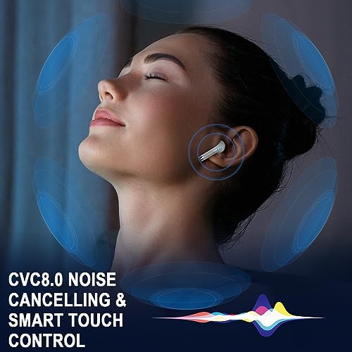 Image of Wireless Earbuds, Bluetooth 5.4 Ear Buds LED Power Display Headphones Bass Stereo, Bluetooth Earbuds in-Ear Noise Cancelling Mic, 40H Playback Mini Case IP7 Waterproof Sports Earphones for Android iOS