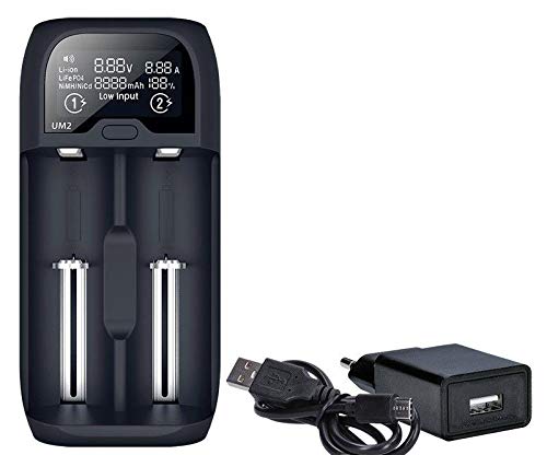 Solight Cargador de Batería Li-ion, Lifepo4, Ni-mh/cd, Aa, Aaa, 18650, 2000ma, 2 Canales, Pantalla Lcd, Productos Eléctricos, fuente de Alimentación, Batería